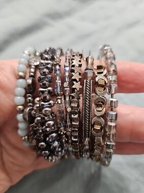 Curated Boho (9) Beaded Alex and Ani Stackable Bangle Bracelets